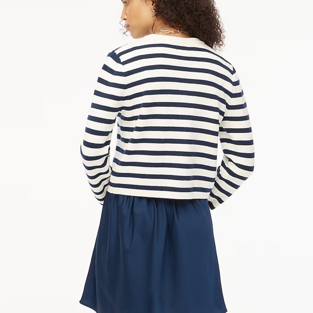 J Crew Striped Cotton Lady Jacket Cardigan Size 2X - Picture 3 of 13